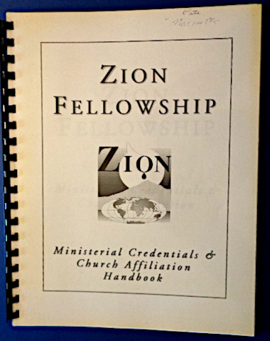 An informational book from Zion Fellowship, as is about to be mentioned in this post